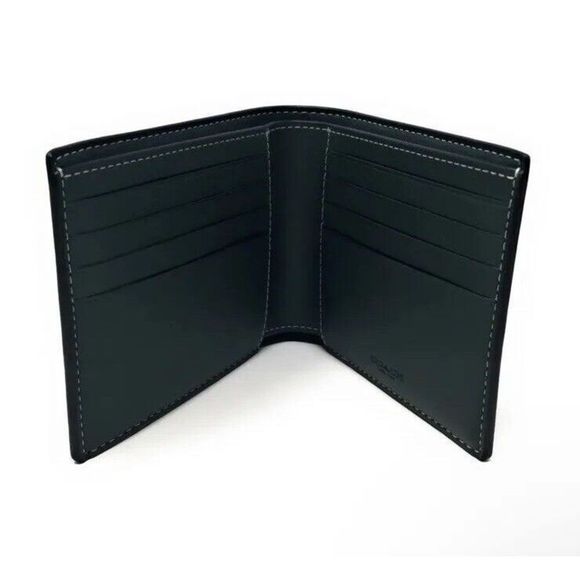 COACH Mens 3n1 Wallet/Card Case Printed Coated Canvas Monogram Amazon Green - Picture 2 of 12